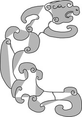 Vector sketch illustration silhouette design drawing decorative floral ornament classic vintage traditional engraving