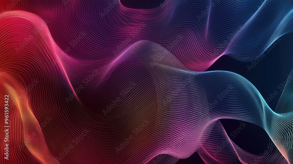 Poster high-end vector background with luxurious dynamic wavy lines in a rich gradient, creating a stylish 