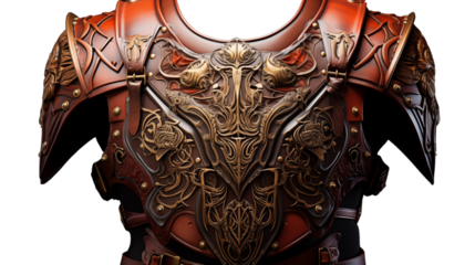 classic medieval chest armor, studio view, isolated on transparent background.