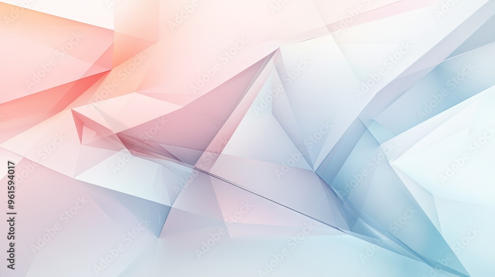 Aufkleber Layered 3D abstract background with overlapping transparent polygons in soft pastel tones, creating a serene and sophisticated visual. -
