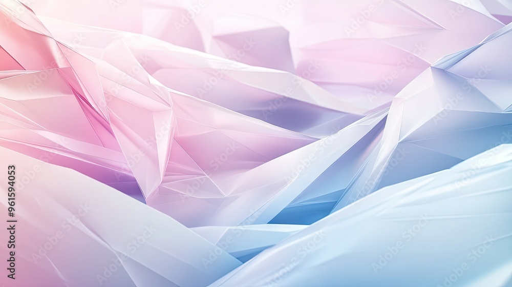 Aufkleber Layered 3D abstract background with overlapping transparent polygons in soft pastel tones, creating a serene and sophisticated visual. -