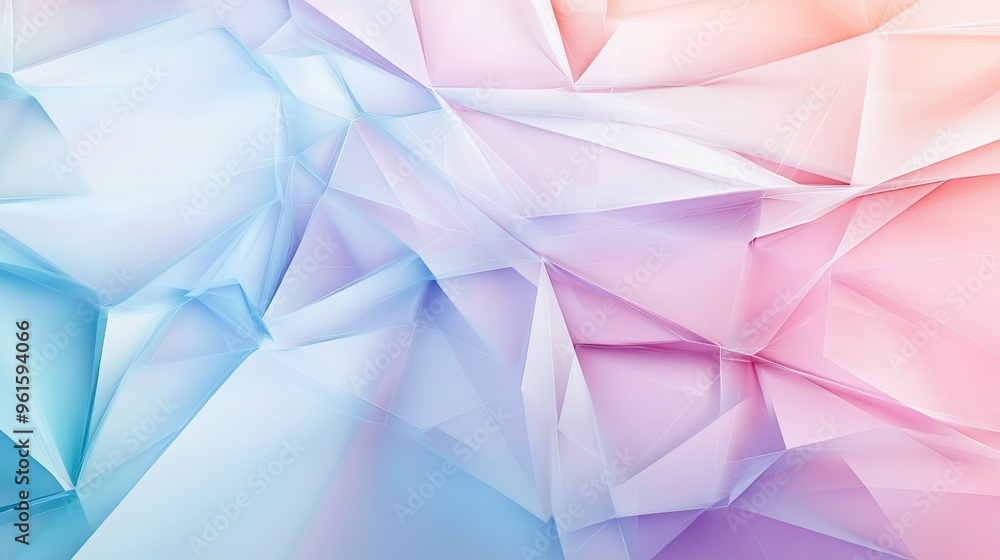 Aufkleber Layered 3D abstract background with overlapping transparent polygons in soft pastel tones, creating a serene and sophisticated visual. -