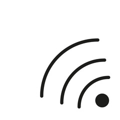 Wi Fi symbol. Minimalist signal icon. Simple connection graphic. Black and white design.