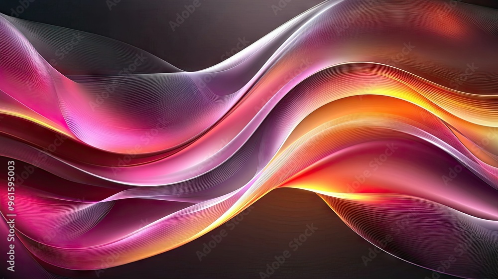 Poster luxurious vector abstract background with smooth, flowing wavy lines in deep, rich colors, ideal for