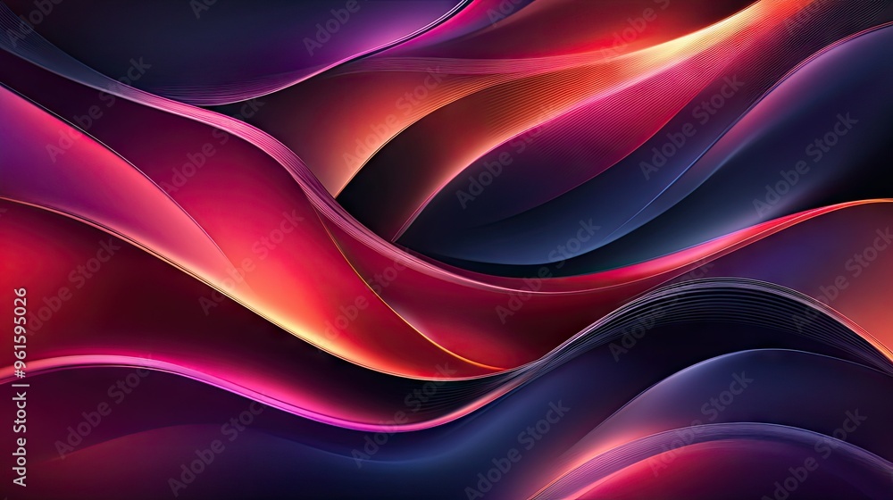 Poster luxurious vector abstract background with smooth, flowing wavy lines in deep, rich colors, ideal for