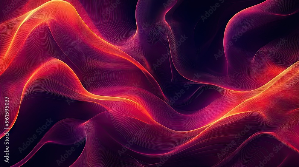 Poster luxurious vector abstract background with smooth, flowing wavy lines in deep, rich colors, ideal for