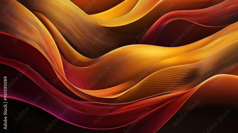 Poster luxury vector background featuring flowing wavy lines in rich colors, adding a touch of opulence and