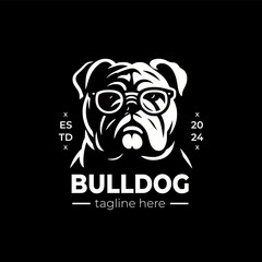 bulldog with sunglasses silhouette vector logo design