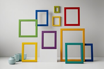 Vibrant Colorful Frames in a Minimalist Design Arrangement
