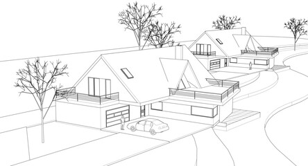 Fototapeta premium modern residential architecture 3d illustration