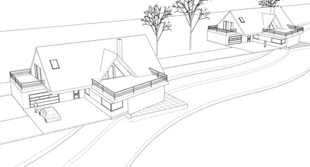 modern residential architecture 3d illustration