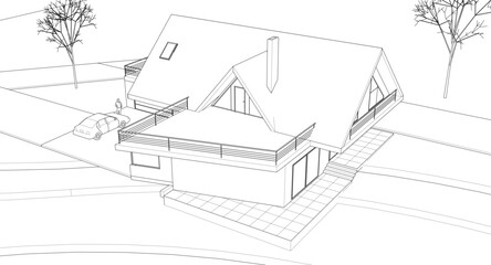 modern residential architecture 3d illustration