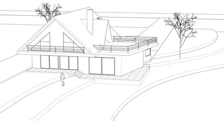 Fototapeta premium modern residential architecture 3d illustration