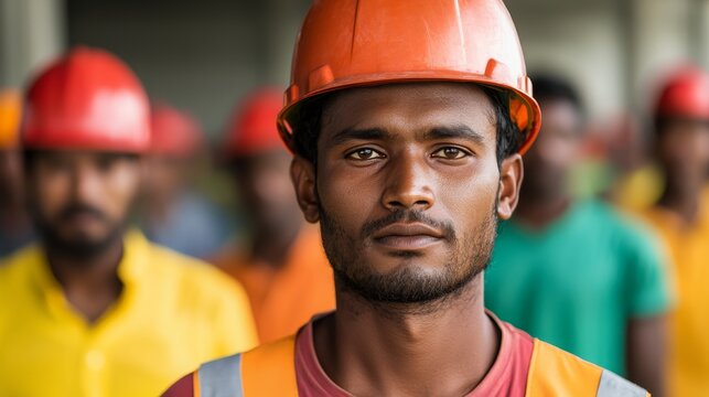 26081201 10 Migrant laborers attending a workforce training session in a new country, skill development, migration integration