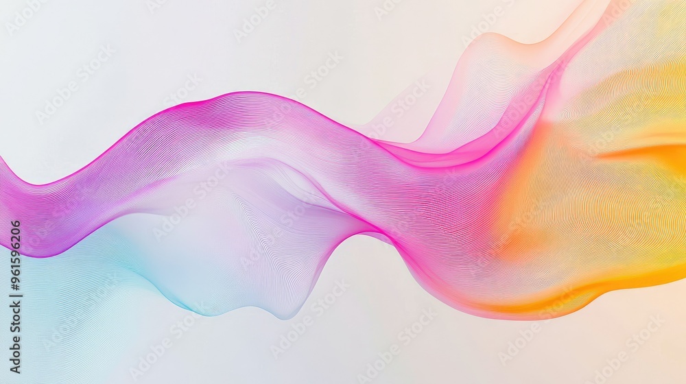 Poster minimalist abstract stripe design with wave lines on a white background, using a vibrant color palet