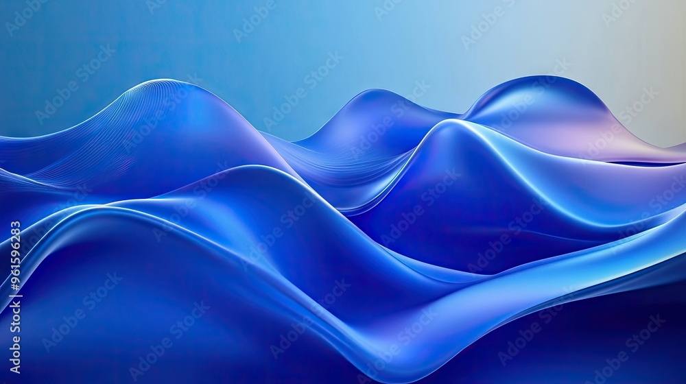 Poster modern abstract blue waves on a gradient background, with smooth curves and light effects. ideal for