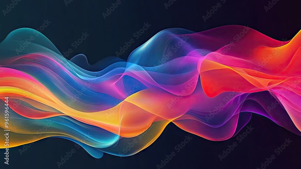 Poster modern dynamic wave design with smooth transitions and vibrant color schemes, perfect for adding a c