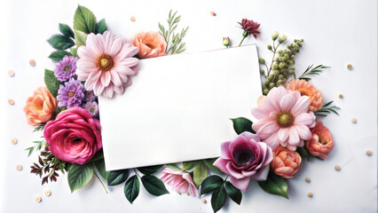 Floral arrangement with blank copy space for text in pastel colors