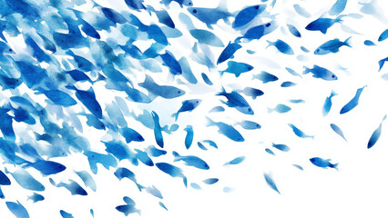 Fototapeta premium Abstract Blue Fish: Minimalist White Background
