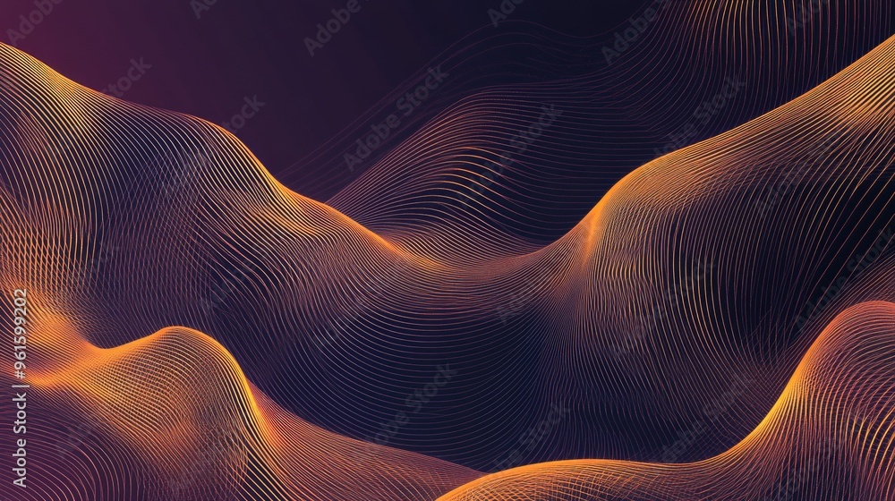 Poster sophisticated vector design with intricate wavy lines in a gradient of luxurious hues, perfect for u
