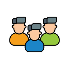 team color line icon with white background vector stock illustration