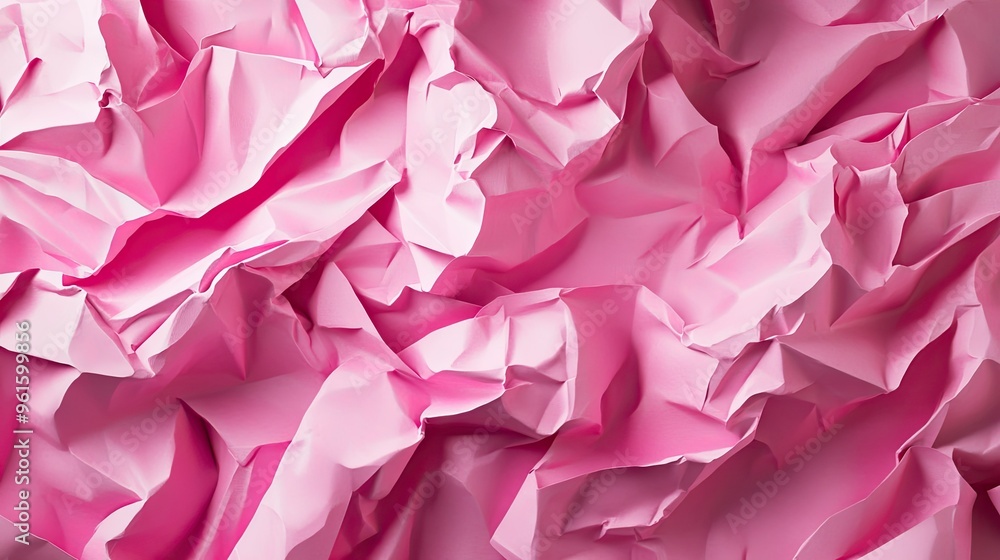 Poster stylish 3d abstract background with layers of pink crumpled paper, offering a textured and trendy vi