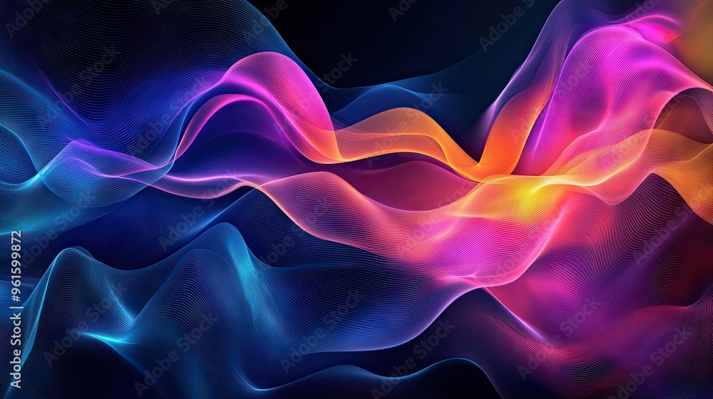 Poster stylish dynamic wave background with colorful gradients and fluid motion, providing a modern and sop