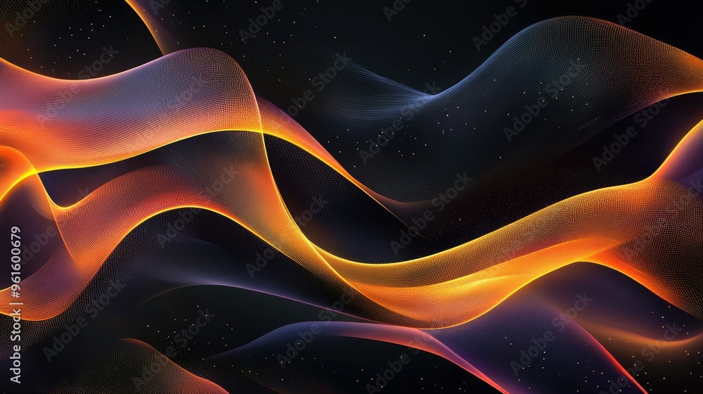 Poster vector abstract background featuring elegant, flowing wavy lines in a sophisticated color scheme, pe