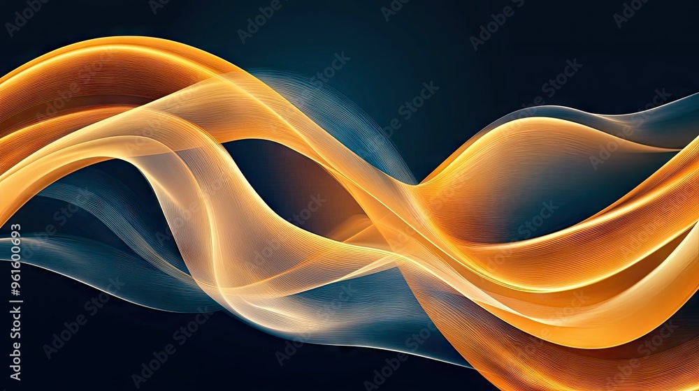Poster vector abstract background featuring elegant, flowing wavy lines in a sophisticated color scheme, pe