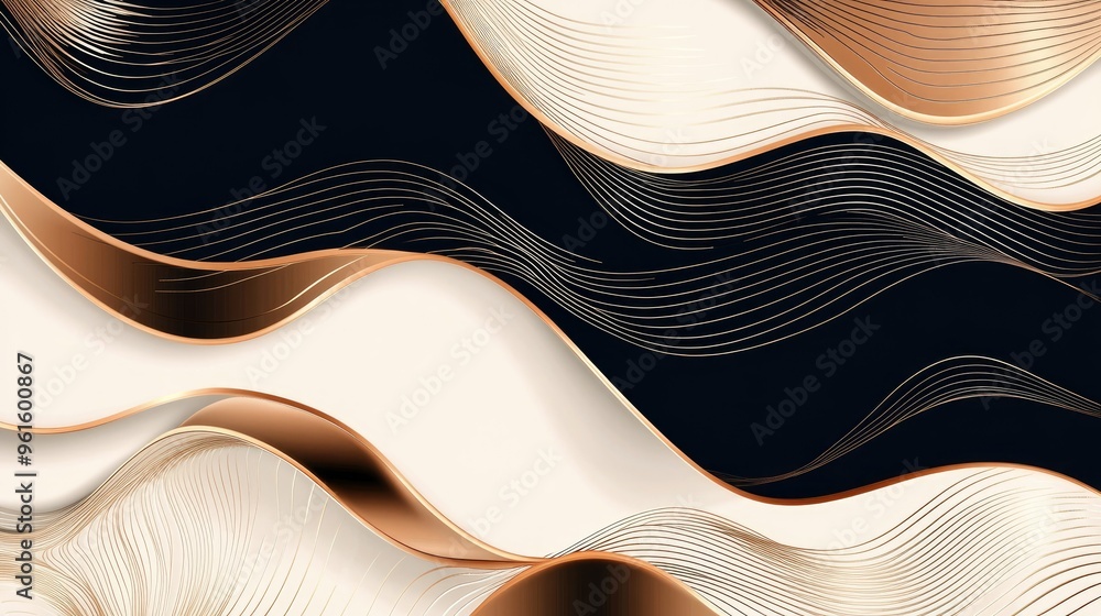 Poster vector abstract luxury background with smooth, dynamic wavy lines in a sophisticated color palette, 