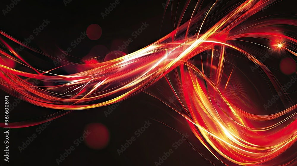 Poster vector design featuring abstract red light curves and fast speed effects on a black background, crea