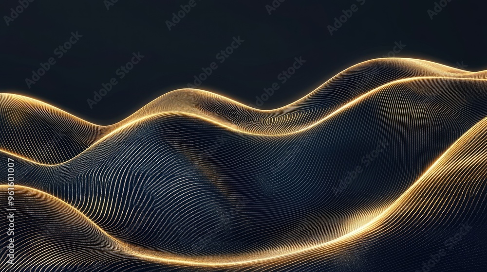 Poster vector design featuring opulent wavy lines with a shimmering effect, perfect for high-end digital ba