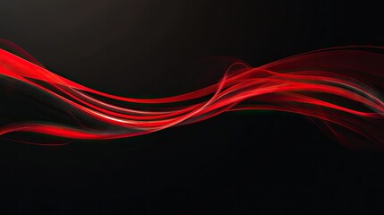 Fototapeta premium Vector illustration of abstract red light trails forming swift curves and dynamic motion on a sleek black background. Perfect for modern designs. -