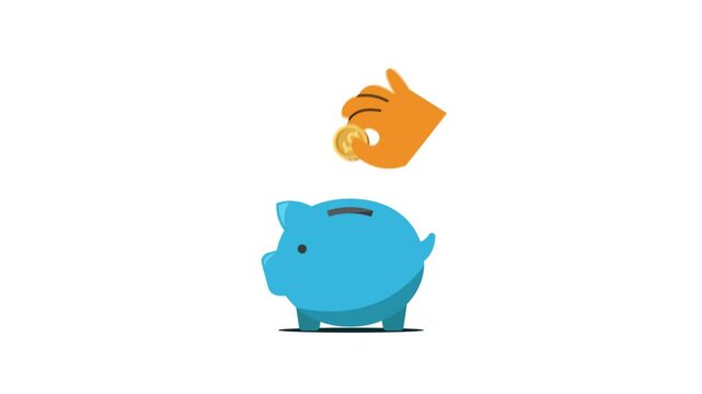 animation of the piggy bank and money
