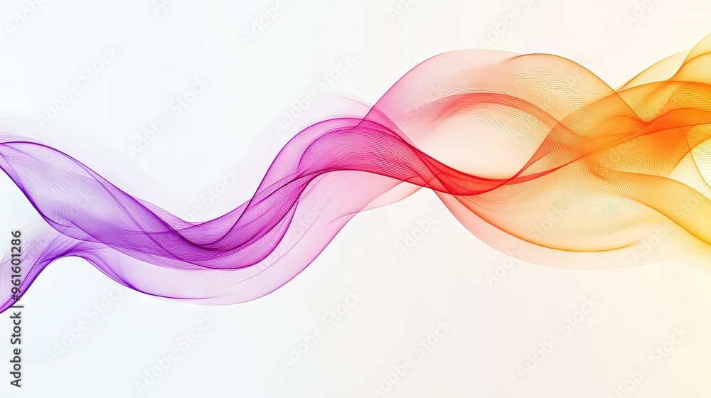 Poster vibrant abstract wave lines on a plain white background, creating a sense of movement and flow. idea
