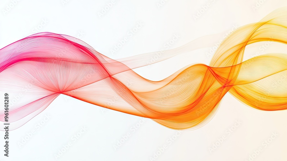 Poster vibrant abstract wave lines on a plain white background, creating a sense of movement and flow. idea