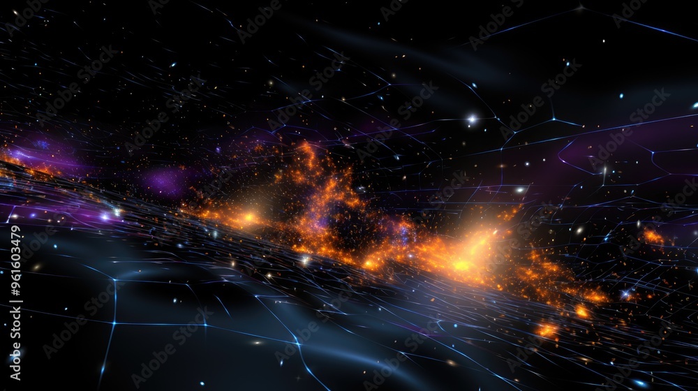 Aufkleber a mesmerizing abstract background of swirling lights and glowing particles, creating a sense of cosm