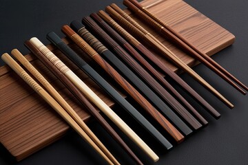 Obraz premium Elegant Unique Mixed-Material Chopsticks Set Artisan Crafted