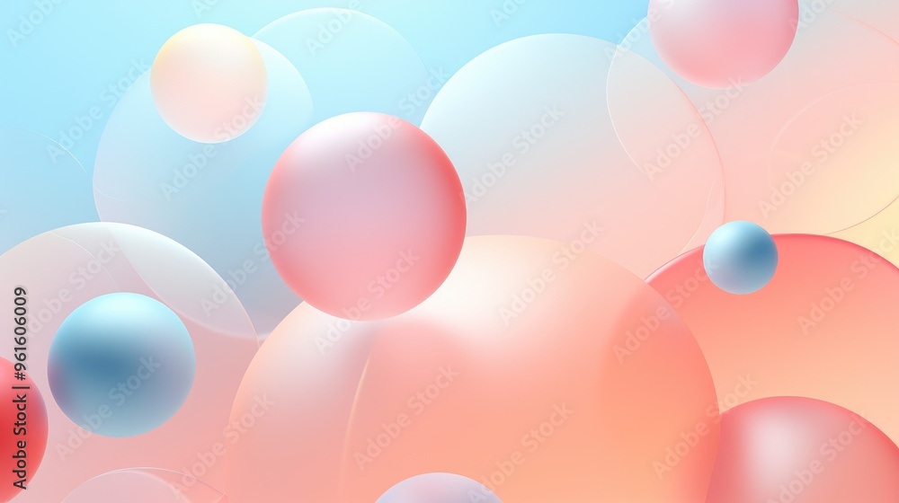 Aufkleber a soft and dreamy abstract background with pastel colors and overlapping spheres. the image evokes a