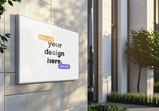 Signage Mockup On Modern Building Exterior with Generative AI