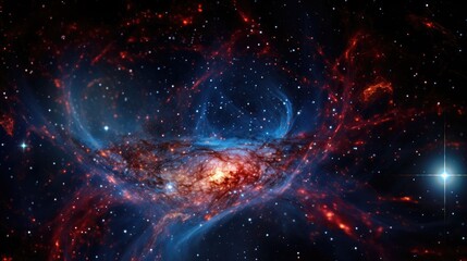 Fototapeta premium A stunning cosmic landscape with swirling nebulae and a scattering of stars.