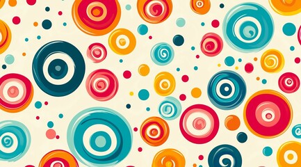 Naklejka premium Colorful abstract circles on a light background exhibit playful design elements