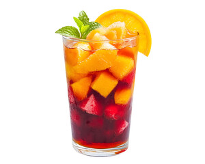 Refreshing Delight: Glass of Colorful Fruit Punch, Vibrant and Inviting, Ready to Refresh, Isolated on a Transparent PNG Background   