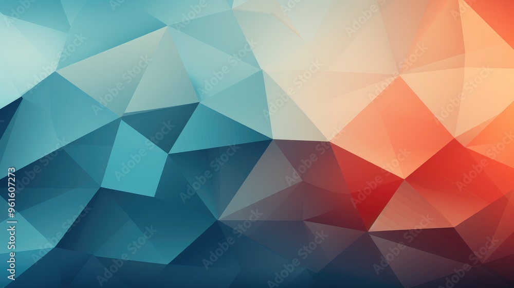 Poster a vibrant abstract background with a mix of blue, red and orange tones. the geometric shapes create 
