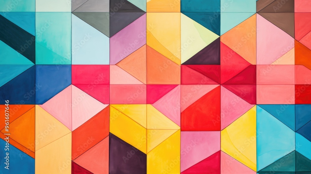 Aufkleber a vibrant and colorful abstract geometric pattern with a mix of bold colors, perfect for adding a to