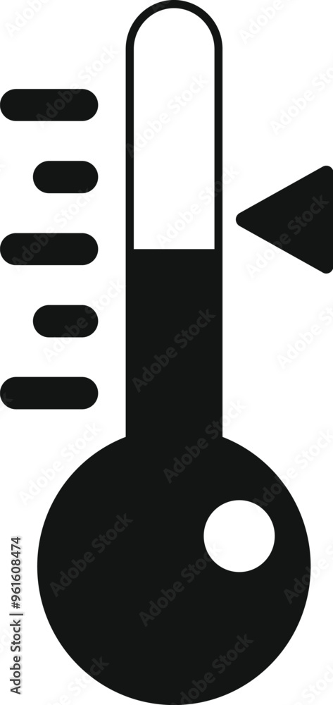 Poster simple vector icon of a thermometer with the mercury level decreasing