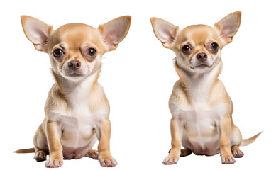 two chihuahua puppies isolated on transparent background
