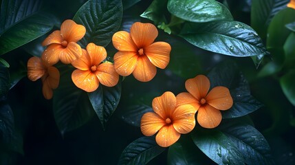 Lifelike close-up of Crossandra flowers captured in stunning high-resolution detail and natural light image