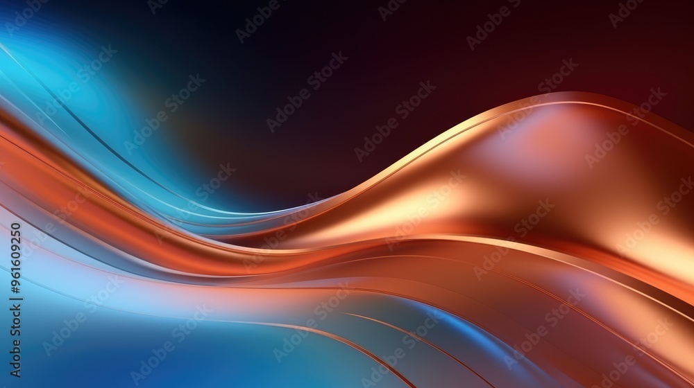 Poster abstract background with flowing lines and gradients in blue and orange tones. the smooth curves cre