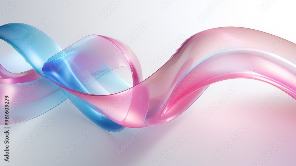 Poster abstract background with flowing, translucent ribbons in shades of pink and blue. the soft, ethereal